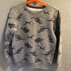 Boys gray w/dark blue dinosaurs sweater